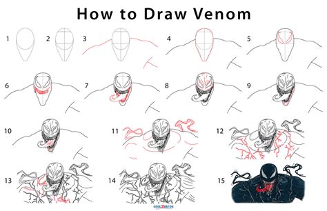 sketch venom drawing|How to draw Venom symbiote step by step .
